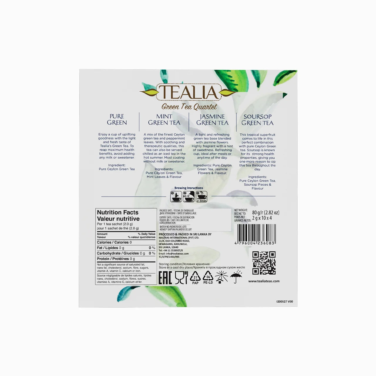 Presentation Box Green Tea Quartet - 40 Enveloped Tea Bags
