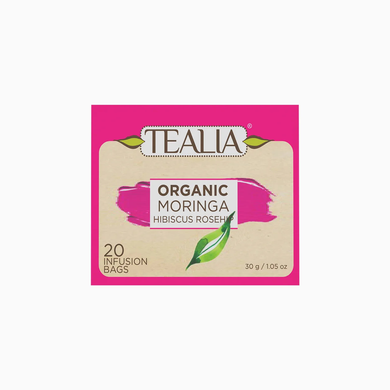 Organic Moringa Hibiscus Rosehips (20 Envelope Tea Bags)