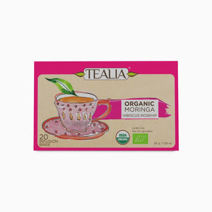 Organic Moringa Hibiscus Rosehips (20 Envelope Tea Bags)