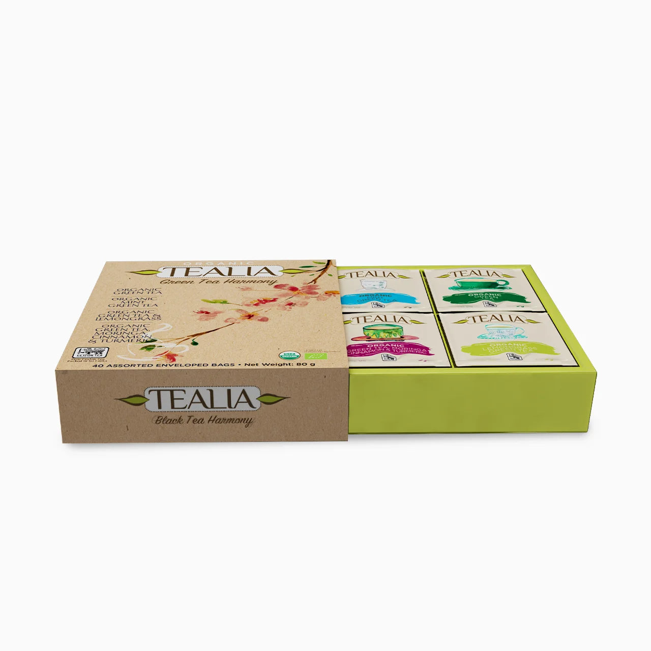 Tealia Organic Green Tea Box - 4 blends x 10 TB