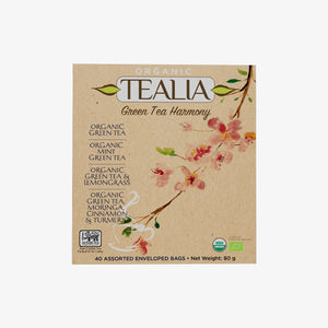 Tealia Organic Green Tea Box - 4 blends x 10 TB
