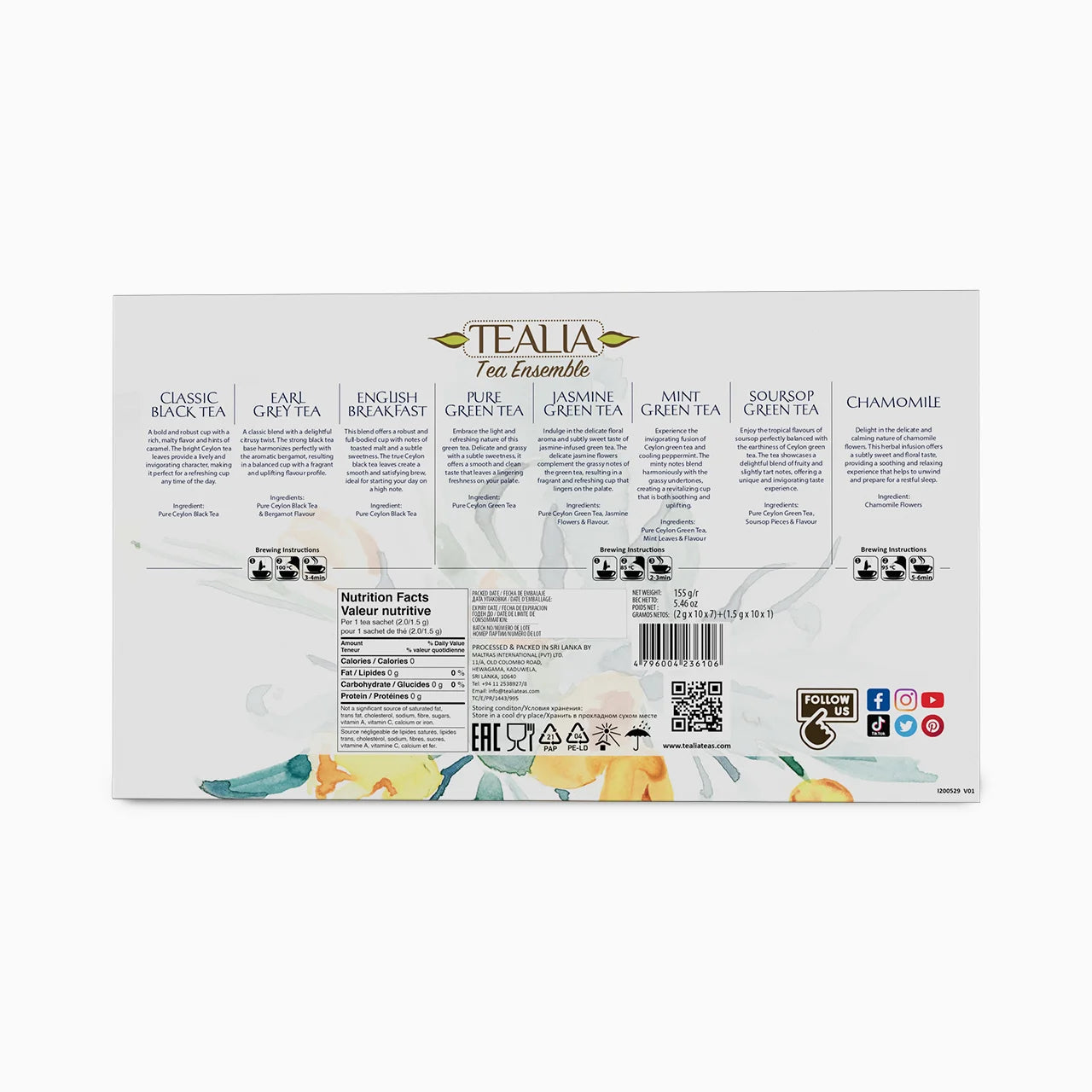 Presentation Box Tea Ensemble - 80 Enveloped Tea Bags